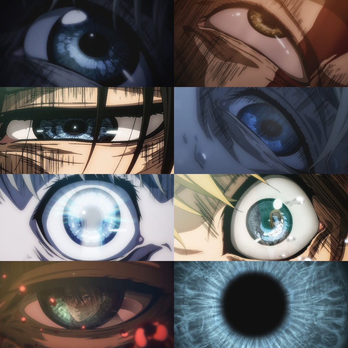 Detailed Anime Eye shots from the final Attack on Titan episode (Source: Internet)