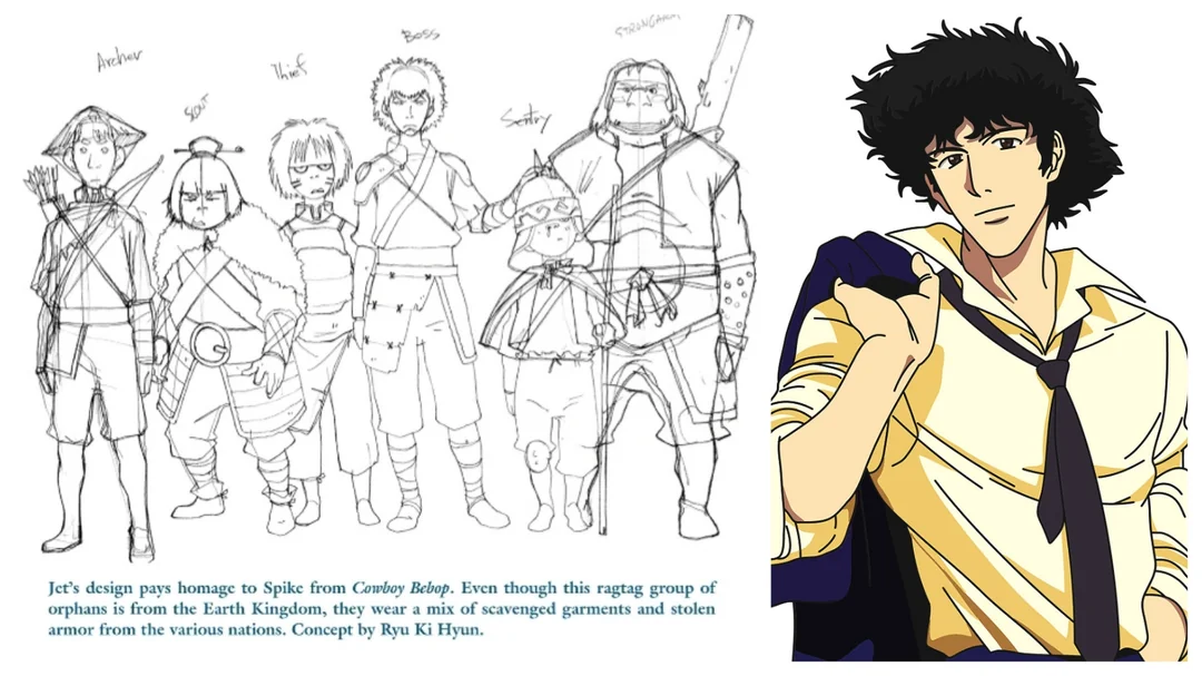 Jet's design pays homage to Spike from Cowboy Bebop
